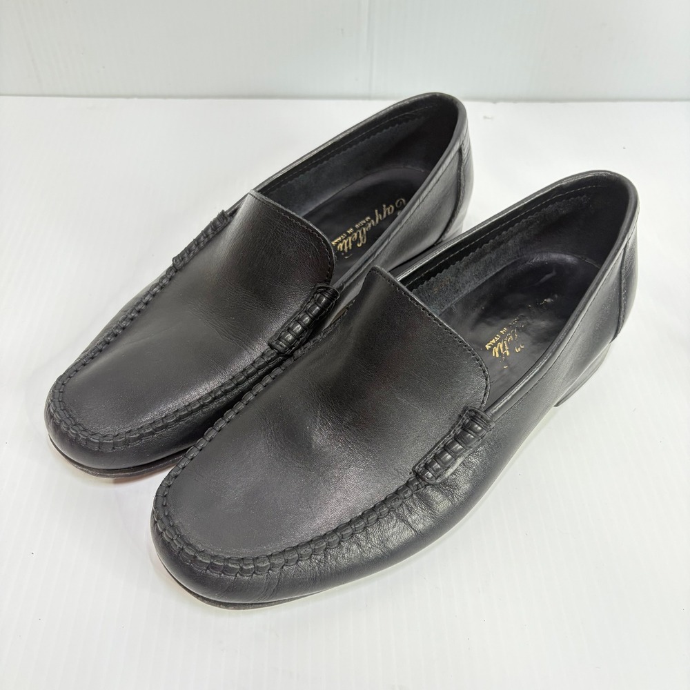 Cappelletti Mens Black Leather Whipstitch Loafers Slip On Shoes 43 US 10 Italy - Picture 11 of 11